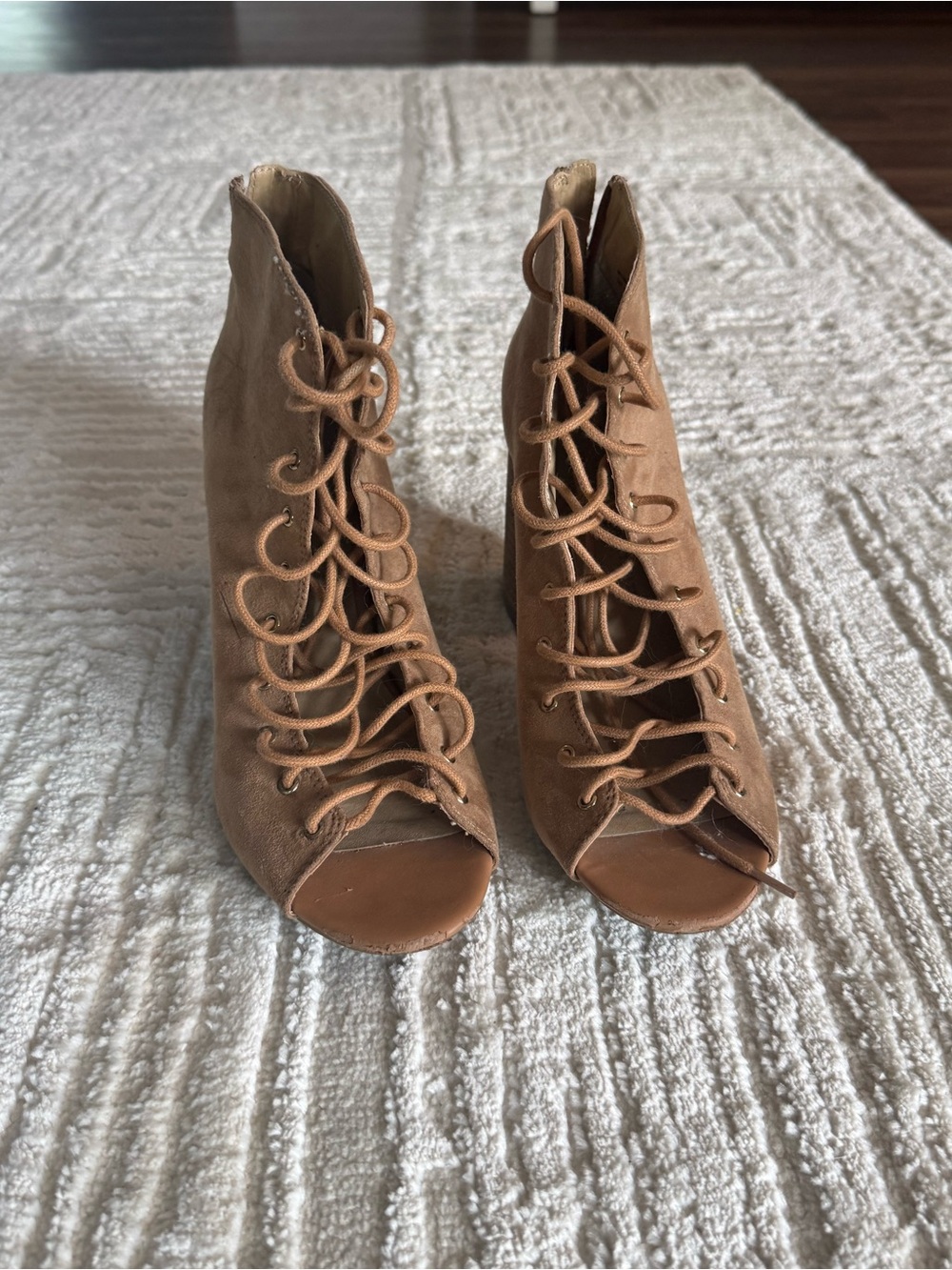 Lace up block sandals